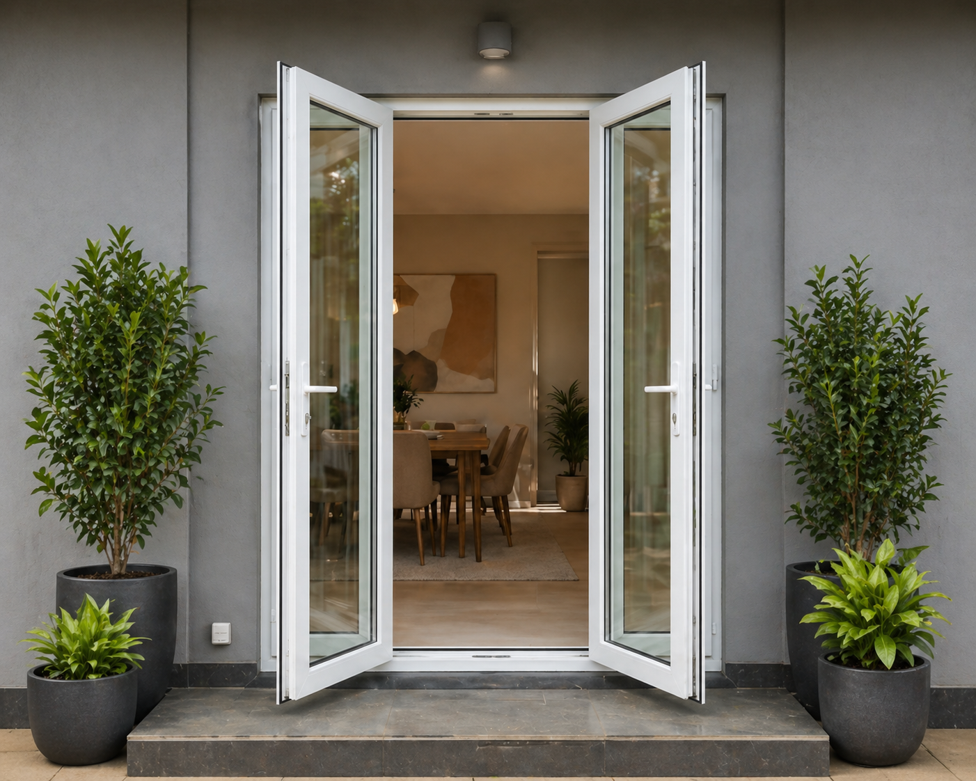 uPVC doors with multi-point locking system for homes in Coimbatore — sliding and casement styles